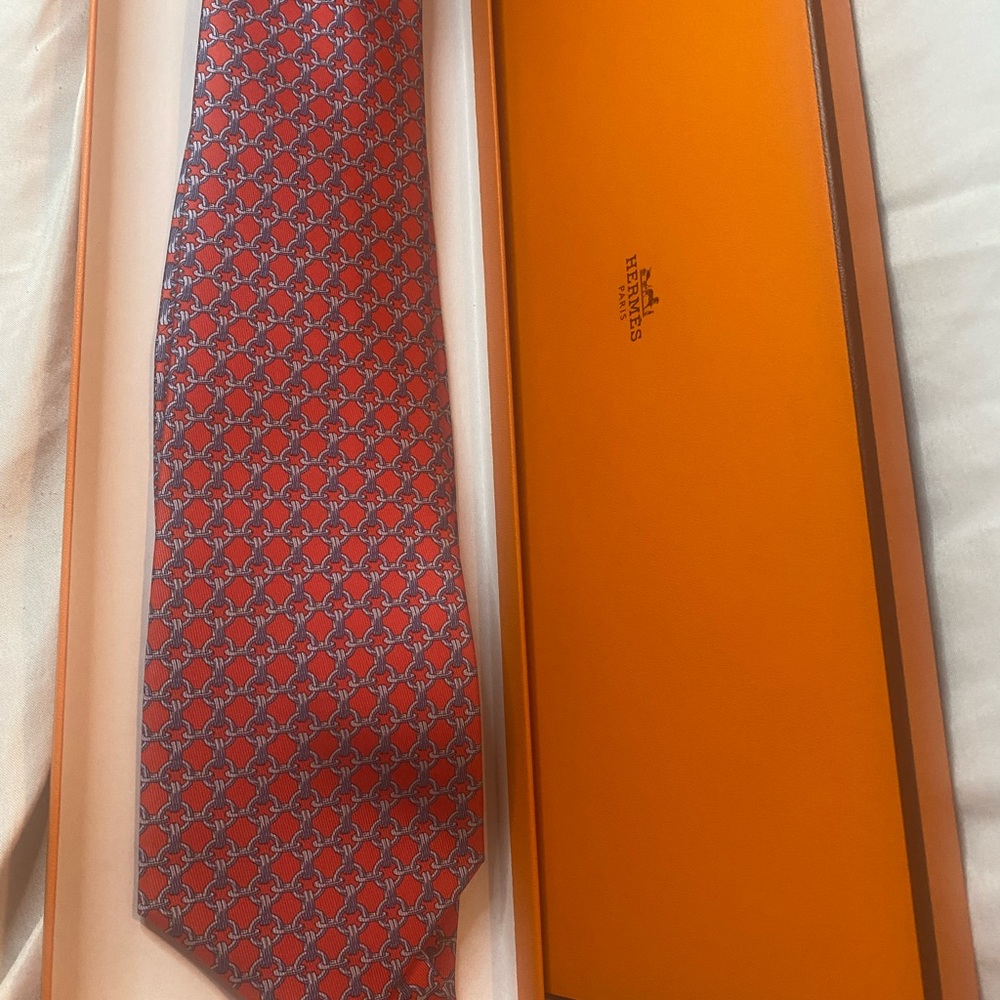 Red and Blue Geometric Pattern Tie